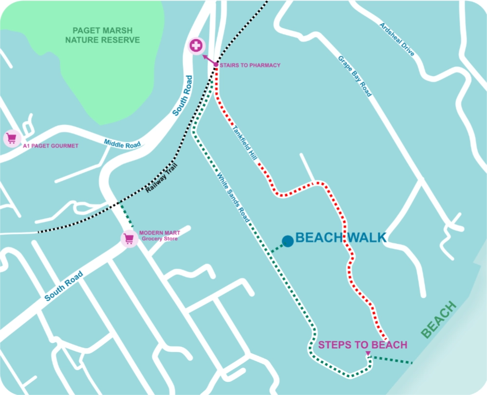 Map to Beach Bermuda